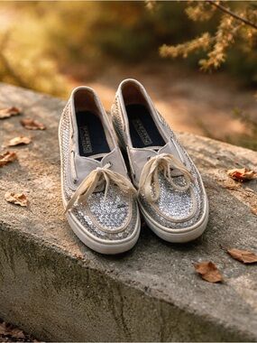 Sparkly Sequin Boat Shoes Women’s Size 6.5 Coastal Glam
